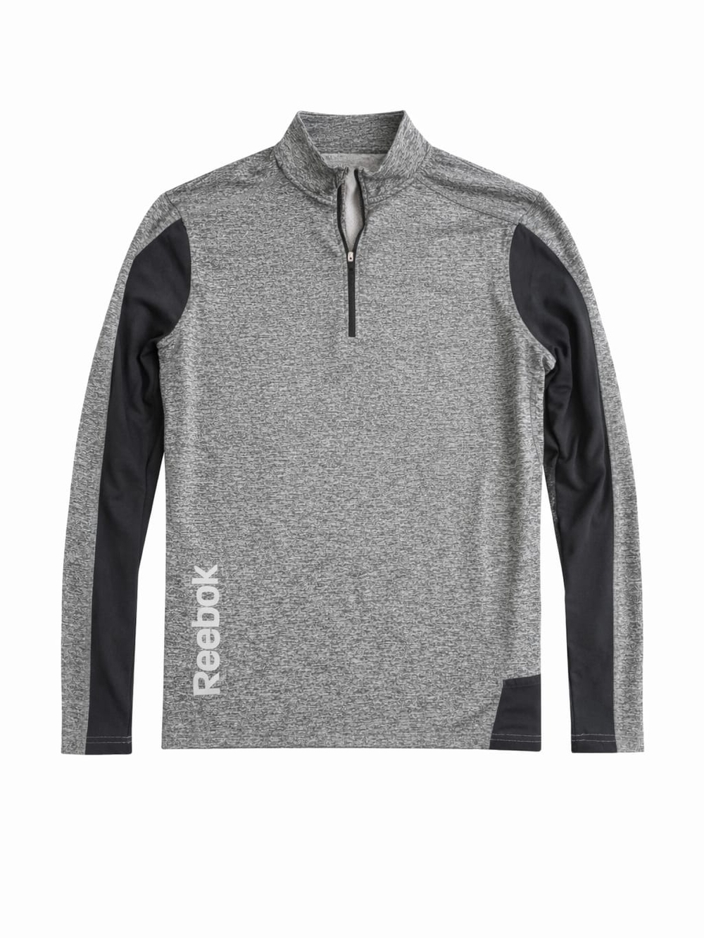 Reebok Grey and Black Men's Quarter-Zip Performance Top